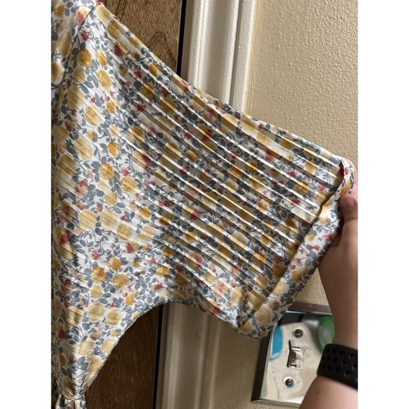 Lulus Express Yourself Yellow Floral Print Satin Babydoll Dress XL V-Neck/Back - Picture 6 of 15